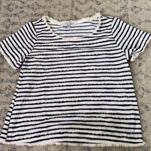 Navy and cream striped shirt